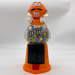 M&M Anxious Crispy Orange Bubble M&M Candies Dispenser 11 1/2” tall